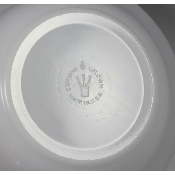 Vintage Crown Corning Opaque White Glass Serving Bowl 9 1/2" Flanged Rim USA - Picture 4 of 6